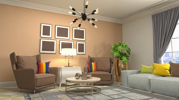 Illustration of the living room interior