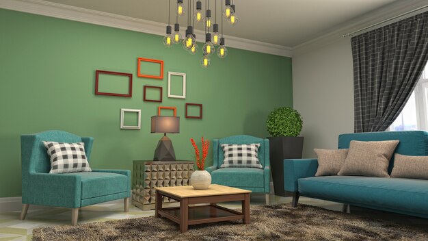 Illustration of the living room interior