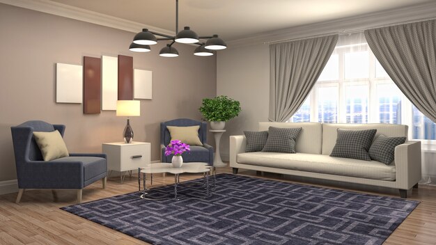 Illustration of the living room interior