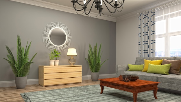 Illustration of the living room interior