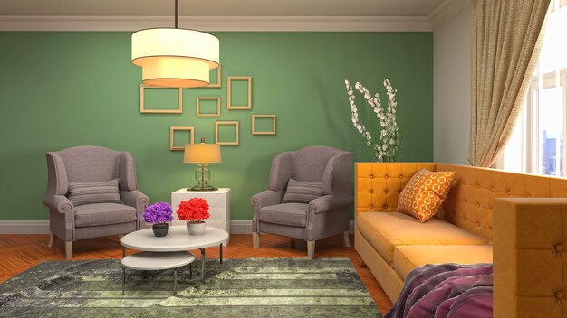 Illustration of the living room interior