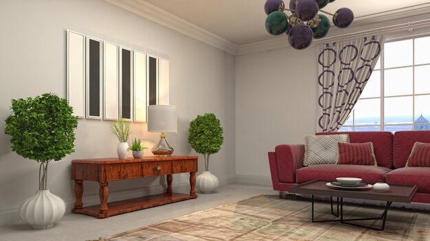 Illustration of the living room interior