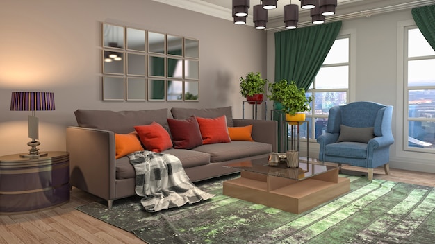 Illustration of the living room interior