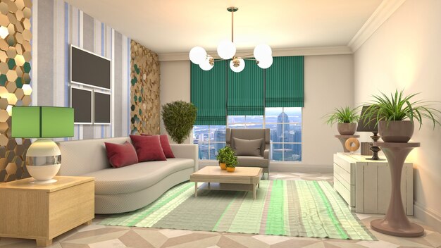 Illustration of the living room interior