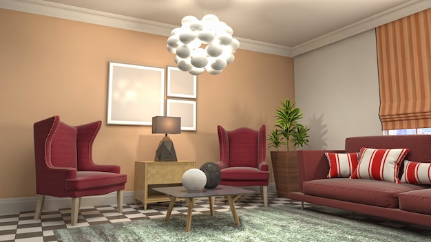 Illustration of the living room interior