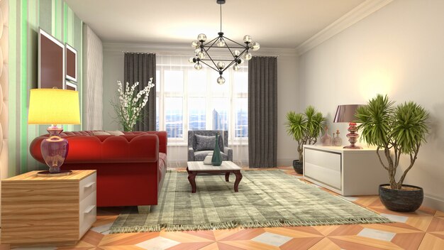 Illustration of the living room interior