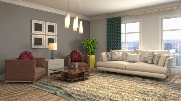 Illustration of the living room interior