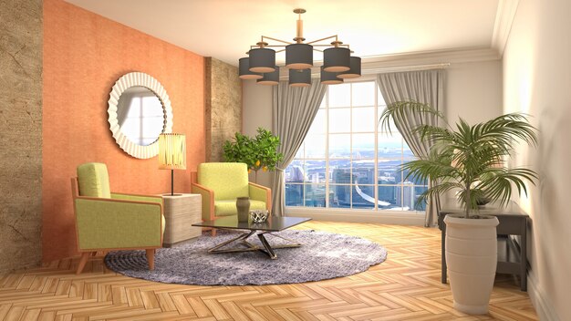 Illustration of the living room interior