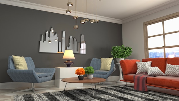 Illustration of the living room interior