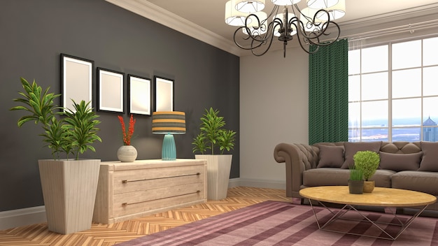 Illustration of the living room interior