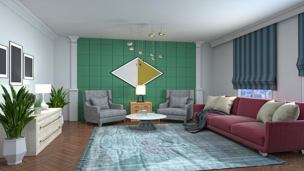 Illustration of the living room interior