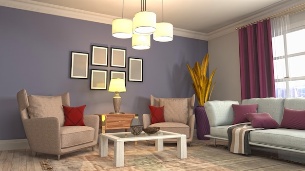 Illustration of the living room interior