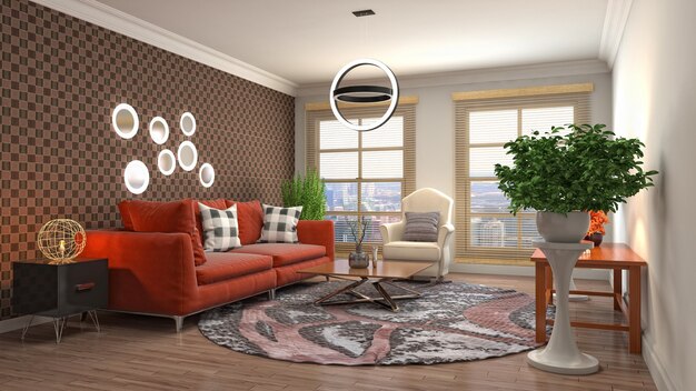 Illustration of the living room interior