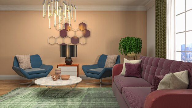 Illustration of the living room interior