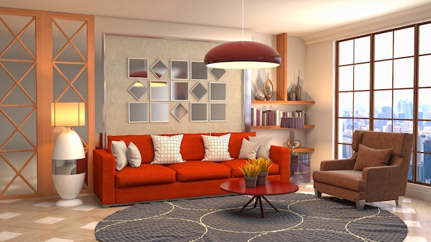 Illustration of the living room interior