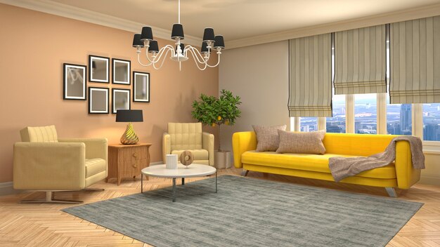 Illustration of the living room interior