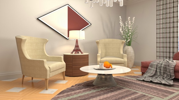 Illustration of the living room interior