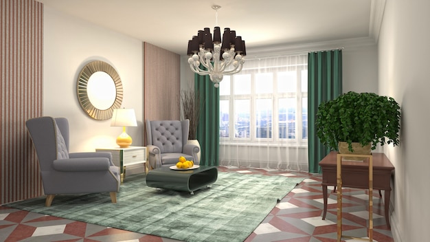 Illustration of the living room interior