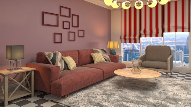 Illustration of the living room interior