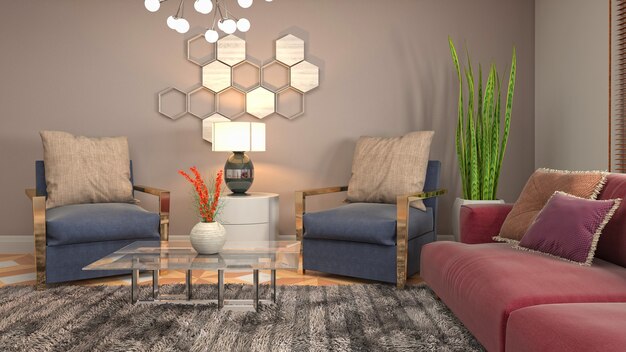 Illustration of the living room interior