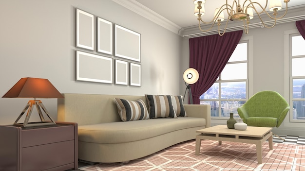 Illustration of the living room interior