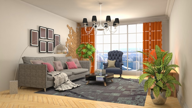 Illustration of the living room interior