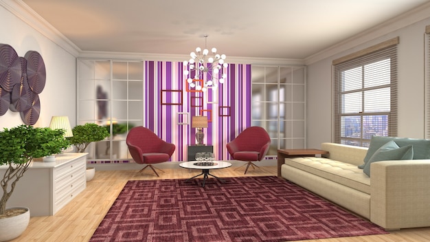 Illustration of the living room interior