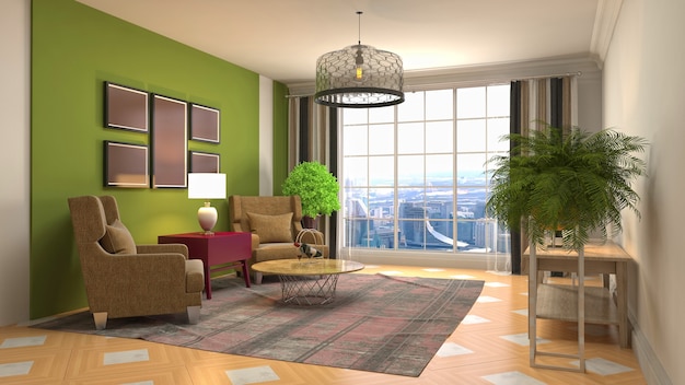 Illustration of the living room interior