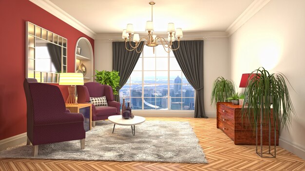 Illustration of the living room interior