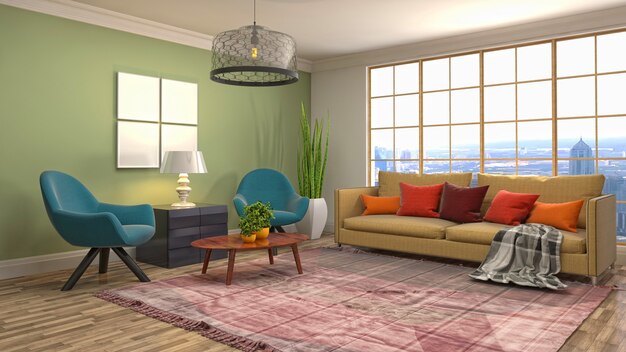 Illustration of the living room interior