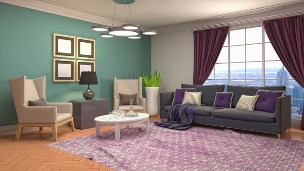 Illustration of the living room interior