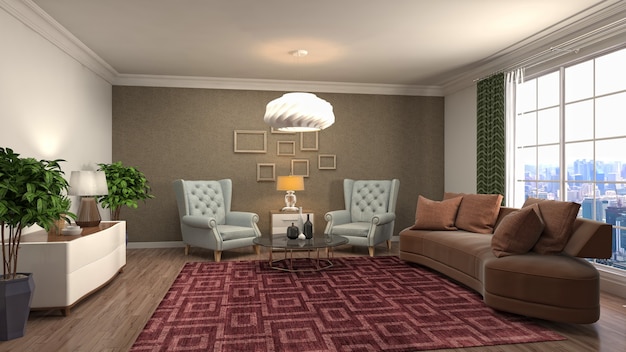 Illustration of the living room interior