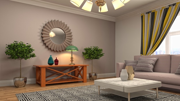 Illustration of the living room interior