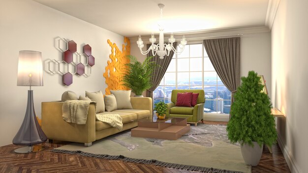 Illustration of the living room interior