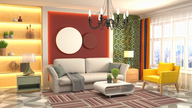 Illustration of the living room interior