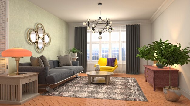 Illustration of the living room interior