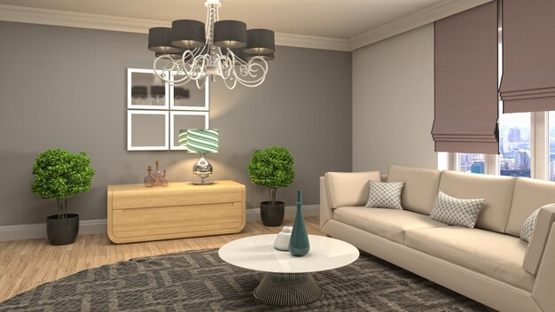 Illustration of the living room interior