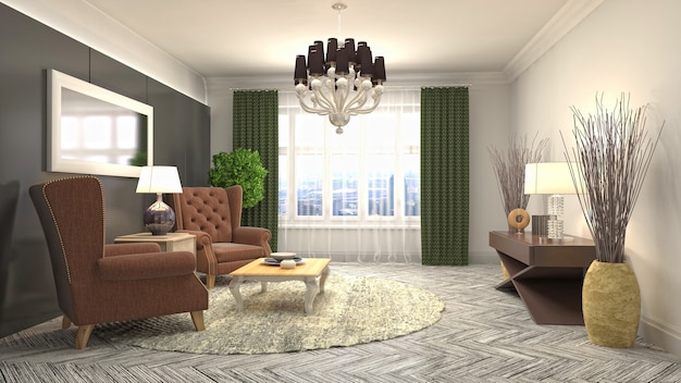 Illustration of the living room interior