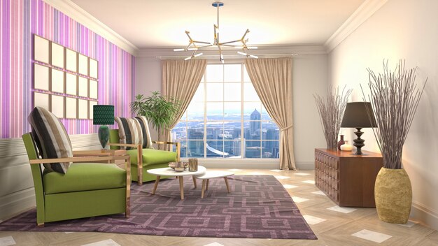 Illustration of the living room interior