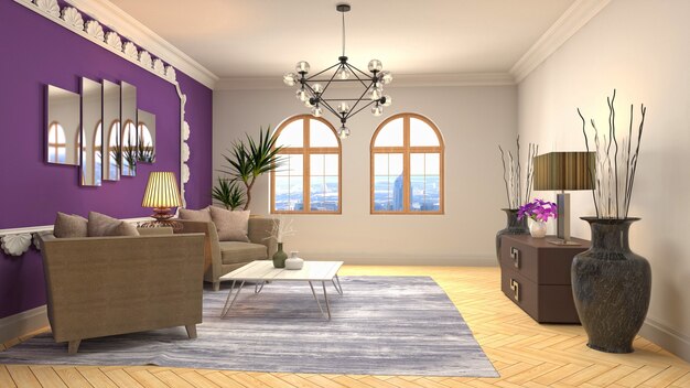 Illustration of the living room interior