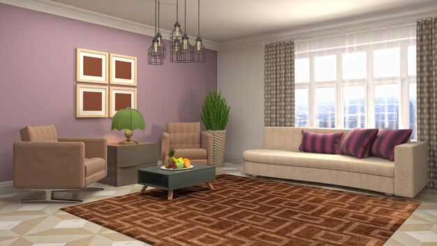 Illustration of the living room interior