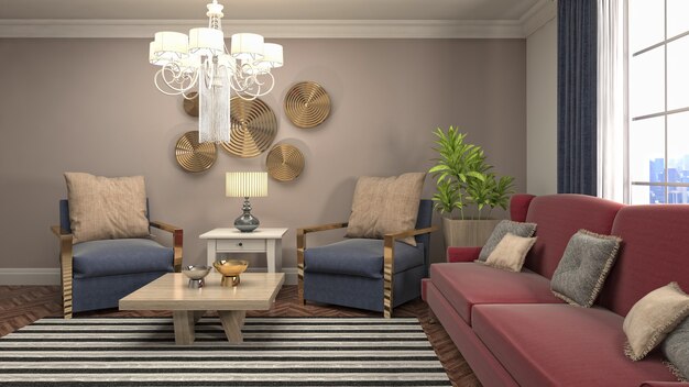 Illustration of the living room interior