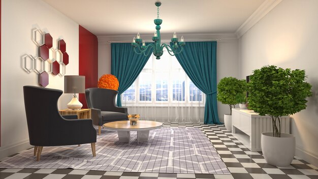 Illustration of the living room interior