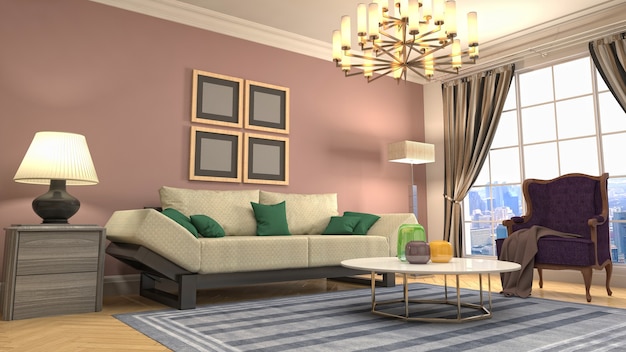 Illustration of the living room interior