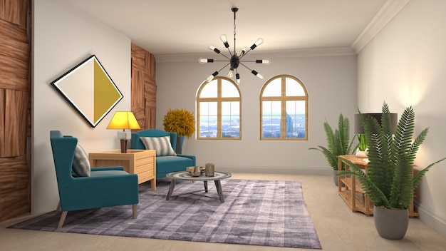 Illustration of the living room interior