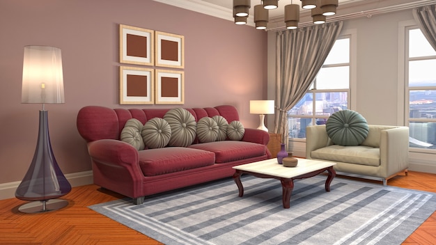 Illustration of the living room interior