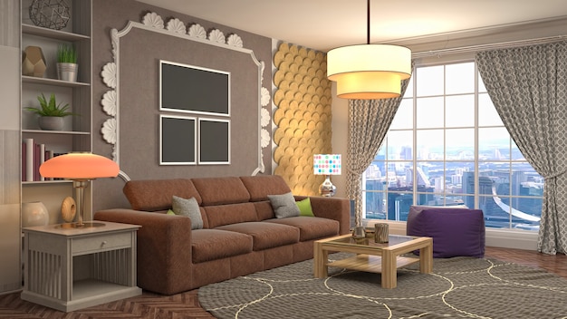 Illustration of the living room interior