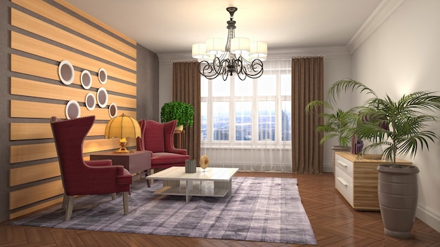 Illustration of the living room interior