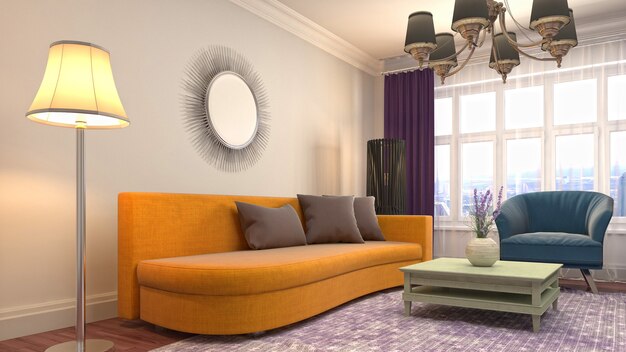 Illustration of the living room interior