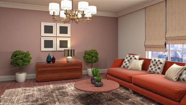 Illustration of the living room interior